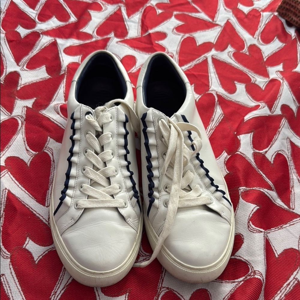 Tory Burch White Sneakers with Navy Accents